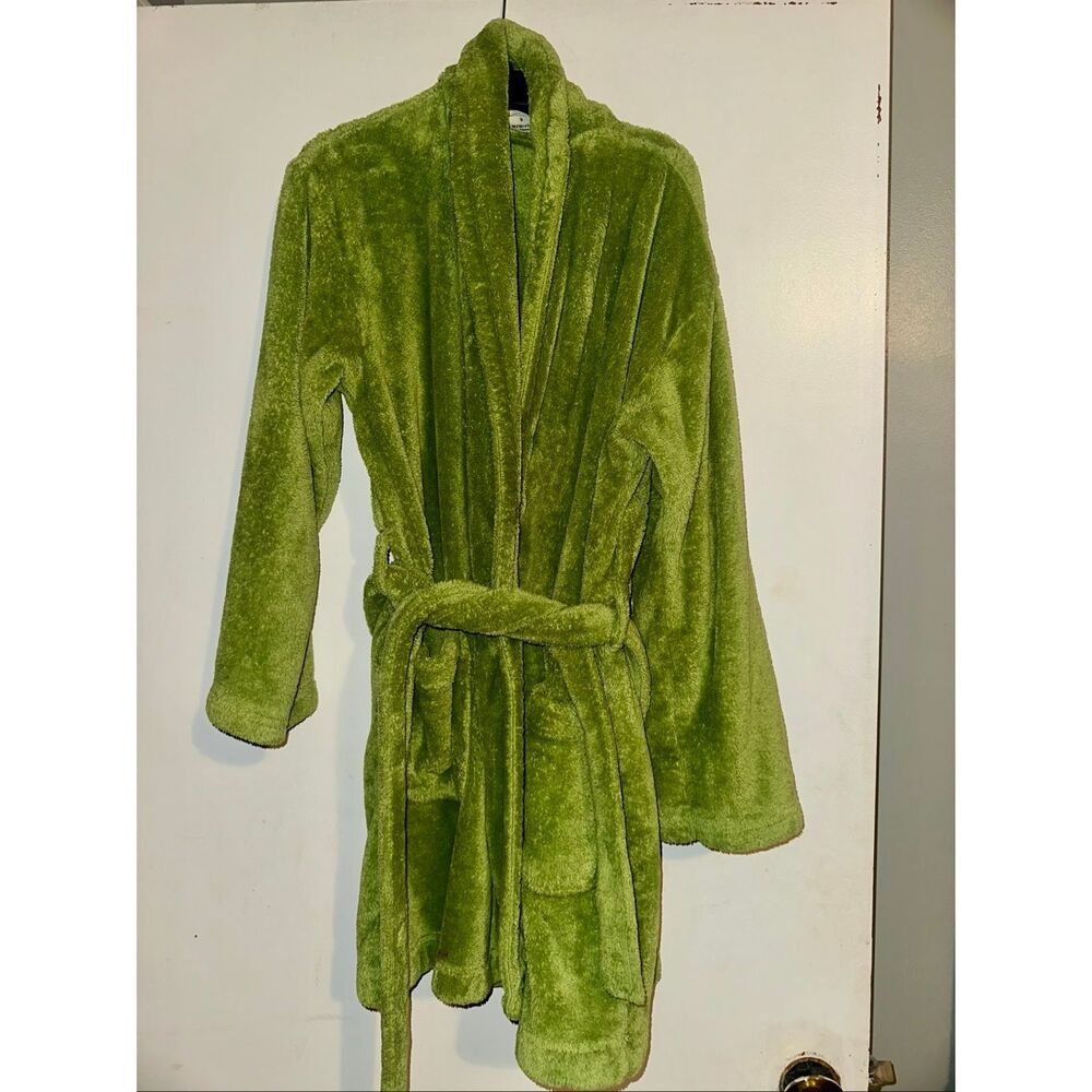 Pottery Barn  Adult Cozy Comfort Bath Robe Belted Sherpa Fleece green